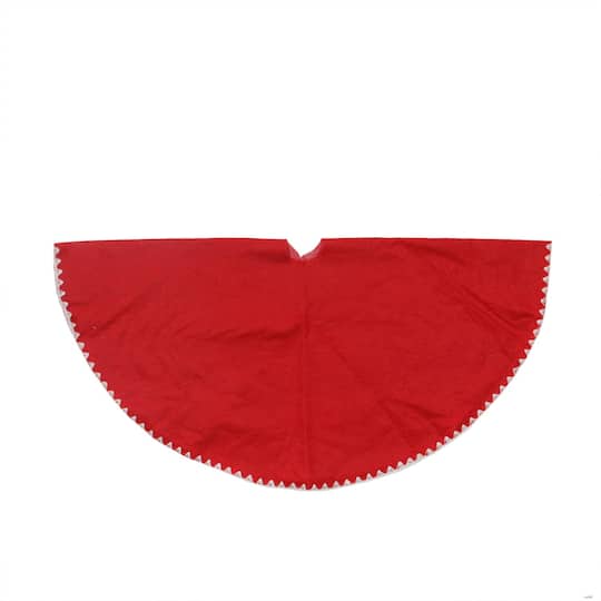 26" Christmas Traditions Cardinal Red with White Stitching Mini Tree Skirt